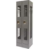 Vented Lockers, Bank of 2, 24" x 18" x 78", Steel, Grey, Knocked Down, Perforated Nia-Chem Ltd.