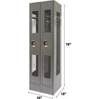 Vented Lockers, Bank of 2, 24" x 18" x 78", Steel, Grey, Knocked Down, Perforated Nia-Chem Ltd.