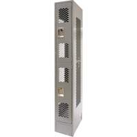 Vented Lockers, 2 -tier, 12" x 18" x 78", Steel, Grey, Knocked Down, Perforated Nia-Chem Ltd.