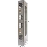Vented Lockers, 2 -tier, 12" x 18" x 78", Steel, Grey, Knocked Down, Perforated Nia-Chem Ltd.