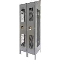 Vented Lockers, Bank of 2, 24" x 18" x 88", Steel, Grey, Knocked Down, Perforated Nia-Chem Ltd.