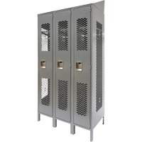 Vented Lockers, Bank of 3, 36 x 18" x 88", Steel, Grey, Knocked Down, Perforated Nia-Chem Ltd.