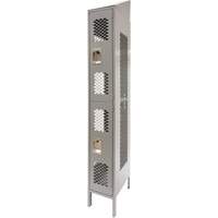 Vented Lockers, 2 -tier, 12" x 18" x 88", Steel, Grey, Knocked Down, Perforated Nia-Chem Ltd.