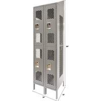 Vented Lockers, 2 -tier, Bank of 2, 24" x 18" x 88", Steel, Grey, Knocked Down, Perforated Nia-Chem Ltd.