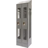 Vented Lockers, Bank of 2, 24" x 18" x 88", Steel, Grey, Knocked Down, Perforated Nia-Chem Ltd.