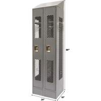 Vented Lockers, Bank of 2, 24" x 18" x 88", Steel, Grey, Knocked Down, Perforated Nia-Chem Ltd.