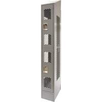Vented Lockers, 2 -tier, 12" x 18" x 88", Steel, Grey, Knocked Down, Perforated Nia-Chem Ltd.
