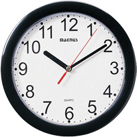 Round Clock, Analog, Battery Operated, 8" dia., Black Nia-Chem Ltd.