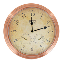 3-in-1 Outdoor Clock, Analog, Battery Operated, 14" Dia., Brown IB840 | Nia-Chem Ltd.