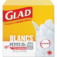 Petits sacs &agrave; ordures 25 L sans parfum, R&eacute;gulier, 20" la x 20" lo, Blanc Nia-Chem Ltd.