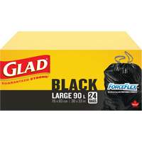 90L Garbage Bags, Regular, 30" W x 33" L, Black, Draw String JP295 | Nia-Chem Ltd.