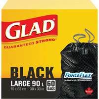 90L Garbage Bags, Regular, 30" W x 33" L, Black, Draw String JP296 | Nia-Chem Ltd.