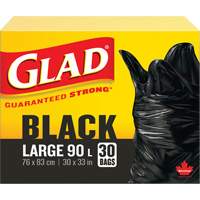 90L Garbage Bags, Regular, 30" W x 33" L, Black, Open Top JP300 | Nia-Chem Ltd.