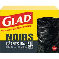 184L Garbage Bags, Regular, 35" W x 48" L, Black Nia-Chem Ltd.