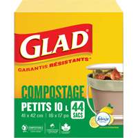 Small Compostable Bags, Regular, 17" L x 16" W, Brown, 10 L (3 Gal.) Capacity Nia-Chem Ltd.