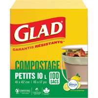 Small Compostable Bags, Regular, 17" L x 16" W, Brown, 10 L (3 Gal.) Capacity Nia-Chem Ltd.