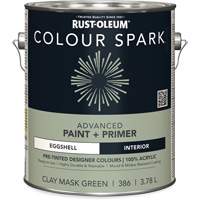 Peinture int&eacute;rieure pr&eacute;teint&eacute;e + appr&ecirc;t mural Colour Spark, Vert masque en argile, Satin&eacute;, 3,78 L, Gallon Nia-Chem Ltd.