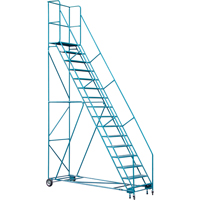 Escabeau roulant certifi&eacute; par la CSA avec pied verrouillable, 16 marches, Largeur de la marche 30", Hauteur de la plateforme 144", Acier Nia-Chem Ltd.