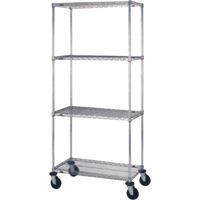 Wire Shelf Cart, Chrome Plated, 24" x 81" x 48", 800 lbs. Capacity Nia-Chem Ltd.