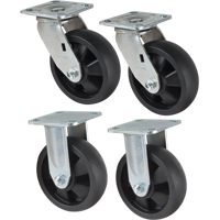 Caster Set, Rigid/Swivel, 6" (152.4 mm), Nylon, 2400 lbs. (1089 kg.) Nia-Chem Ltd.