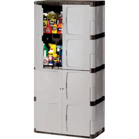 Heavy-Duty Cabinets, Plastic, 3 Shelves, 72" H x 36" W x 18" D, Mica and Charcoal MH722 | Nia-Chem Ltd.