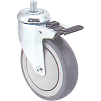 Zinc Plated Caster, Swivel with Brake, 4" (102 mm) Dia., 200 lbs. (91 kg.) Capacity MI946 | Nia-Chem Ltd.