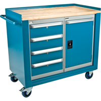Industrial Duty Mobile Service Workbenches, Wood Surface Nia-Chem Ltd.