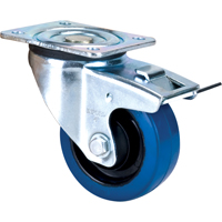 Blue Caster, Swivel with Brake, 4" (101.6 mm), Rubber, 350 lbs. (158.8 kg.) Nia-Chem Ltd.
