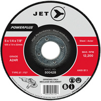 Powerplus&reg; Depressed Centre Grinding Wheel, 5" x 1/4", 7/8" Arbor, Type 27/F27, Aluminum Oxide, 12200 RPM Nia-Chem Ltd.
