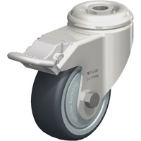 Stainless Steel Thermoplastic Elastomer Caster, Swivel with Brake, 3-1/8" (79.5 mm) Dia., 220 lbs. (100 kg.) Capacity Nia-Chem Ltd.