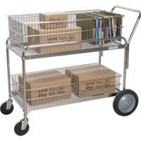 Chariot de bureau en treillis m&eacute;tallique pour le courrier, 250 lb Capacit&eacute;, Chrome, 23" p x 42" la x 38" h, Chrom&eacute; Nia-Chem Ltd.