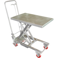 Table &eacute;l&eacute;vatrice hydraulique manuelle &agrave; ciseaux, 27-1/2" lo x 17-3/4" la, Acier inoxydable, Capacit&eacute; 200 lb Nia-Chem Ltd.