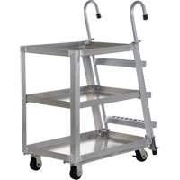 Chariot de pr&eacute;l&egrave;vement de stock, Aluminium, 21-7/8" la x 40" p, 3 tablettes, Capacit&eacute; 660 lb Nia-Chem Ltd.