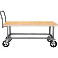 Adjustable Wood Deck Platform Truck, 48" L x 24" W, 1800 lbs. Capacity, Mold-on Rubber Casters Nia-Chem Ltd.