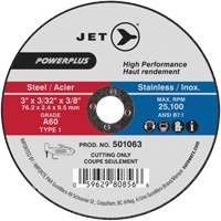 POWERPLUS Cut-Off Wheel, 3" x 3/32", 3/8" Arbor, Type 1, 25100 RPM Nia-Chem Ltd.