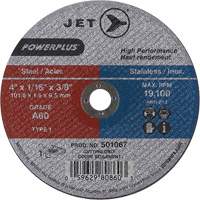 A60 POWERPLUS Cut-Off Wheel, 4" x 1/16", 3/8" Arbor, Type 1, 19100 RPM Nia-Chem Ltd.