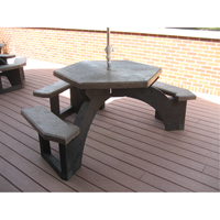Recycled Plastic Hexagon Picnic Tables, 78" L x 78" W, Brown Nia-Chem Ltd.