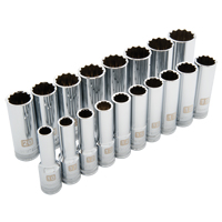Metric Socket Set, 18 Pcs, 1/2" Drive Size, Deep Nia-Chem Ltd.