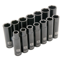 Metric Socket Set, 14 Pcs, Impact, 1/2" Drive Size, Deep Nia-Chem Ltd.