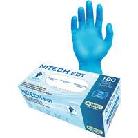 Gants d'examen EDT, Petit, Nitech, 5 mils, Sans poudre, Bleu, Classe 2 Nia-Chem Ltd.