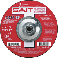 Meule A24T Tough Grind, 4-1/2" x 1/4", Arbre 7/8", Oxyde d'aluminium, Type 27 Nia-Chem Ltd.