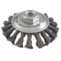 Knotted Wire Wheel Saucer Brushes, 4" Dia., 0.02" Fill, 5/8"-11 Arbor, Steel Nia-Chem Ltd.