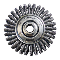Brosse &agrave; fils nou&eacute;s TufBrush, Dia. 4", Fils 0,02", Arbre 5/8"-11, Acier Nia-Chem Ltd.