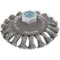 Brosse m&eacute;tallique AllSteel, Dia. 4", Fils 0,02", Arbre 5/8"-11, Acier Nia-Chem Ltd.