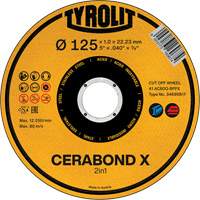 Meule &agrave; tronçonner Cerabond X, 5" x 0,04", Arbre de 7/8", C&eacute;ramique Nia-Chem Ltd.