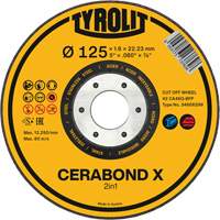Meule &agrave; tronçonner pour acier et acier inoxydable CERABOND X, 4-1/2" x 0,45", Arbre de 7/8", Type 1, C&eacute;ramique, 12250 Tr/min Nia-Chem Ltd.