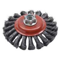 Brosse concave &agrave; fils nou&eacute;s torsad&eacute;s, Dia. 4", Fils 0,02", Arbre 5/8"-11, Acier Nia-Chem Ltd.