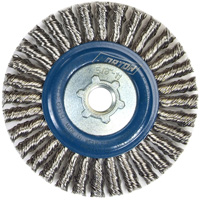 Brosse &agrave; fils nou&eacute;s pour cordons de soudure pour meuleuse angulaire, Dia. 4", Fils 0,02", Arbre 5/8"-11, Acier inoxydable Nia-Chem Ltd.