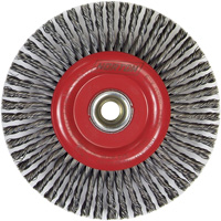 Brosse &agrave; fils nou&eacute;s pour cordons de soudure pour meuleuse angulaire, Dia. 6", Fils 0,02", Arbre 5/8"-11, Acier Nia-Chem Ltd.