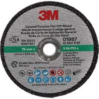 General Purpose Cut-Off Wheel, 01987, 3" x 0.04"/1/32", 3/8" Arbor, Aluminum Oxide Nia-Chem Ltd.